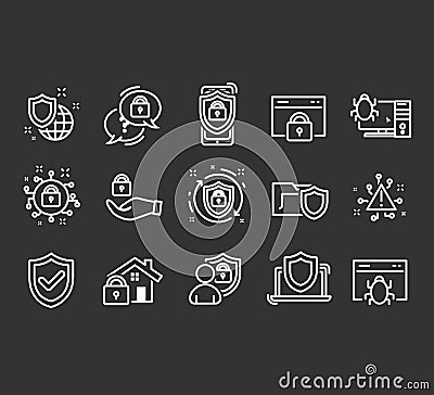 Cyber security icons. Vector Illustration